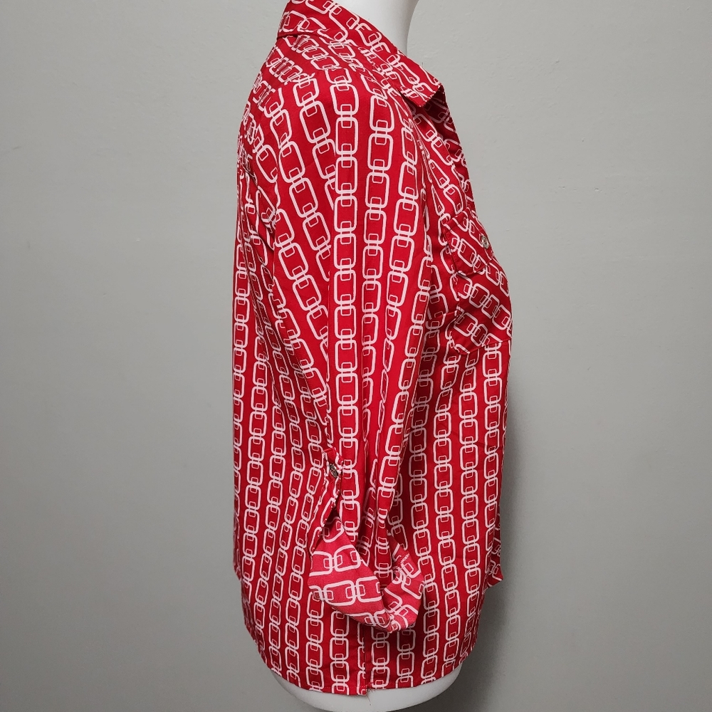 Notations Red White Link Pattern Roll Tab Button … - image 2